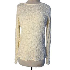 J Jill Blouse L Cream Long sleeve Round Neck Stretch Pull Over